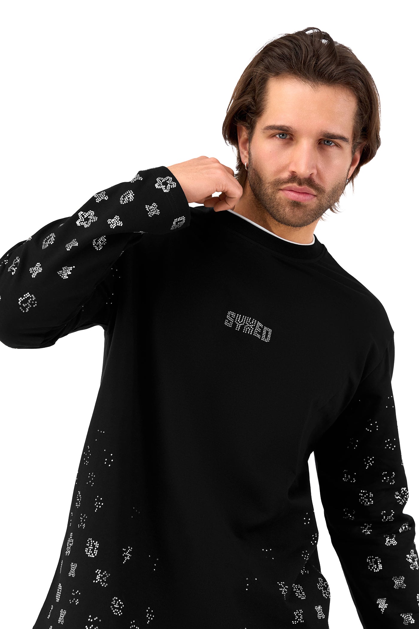 Gemstones Longsleeve Black with White Gems