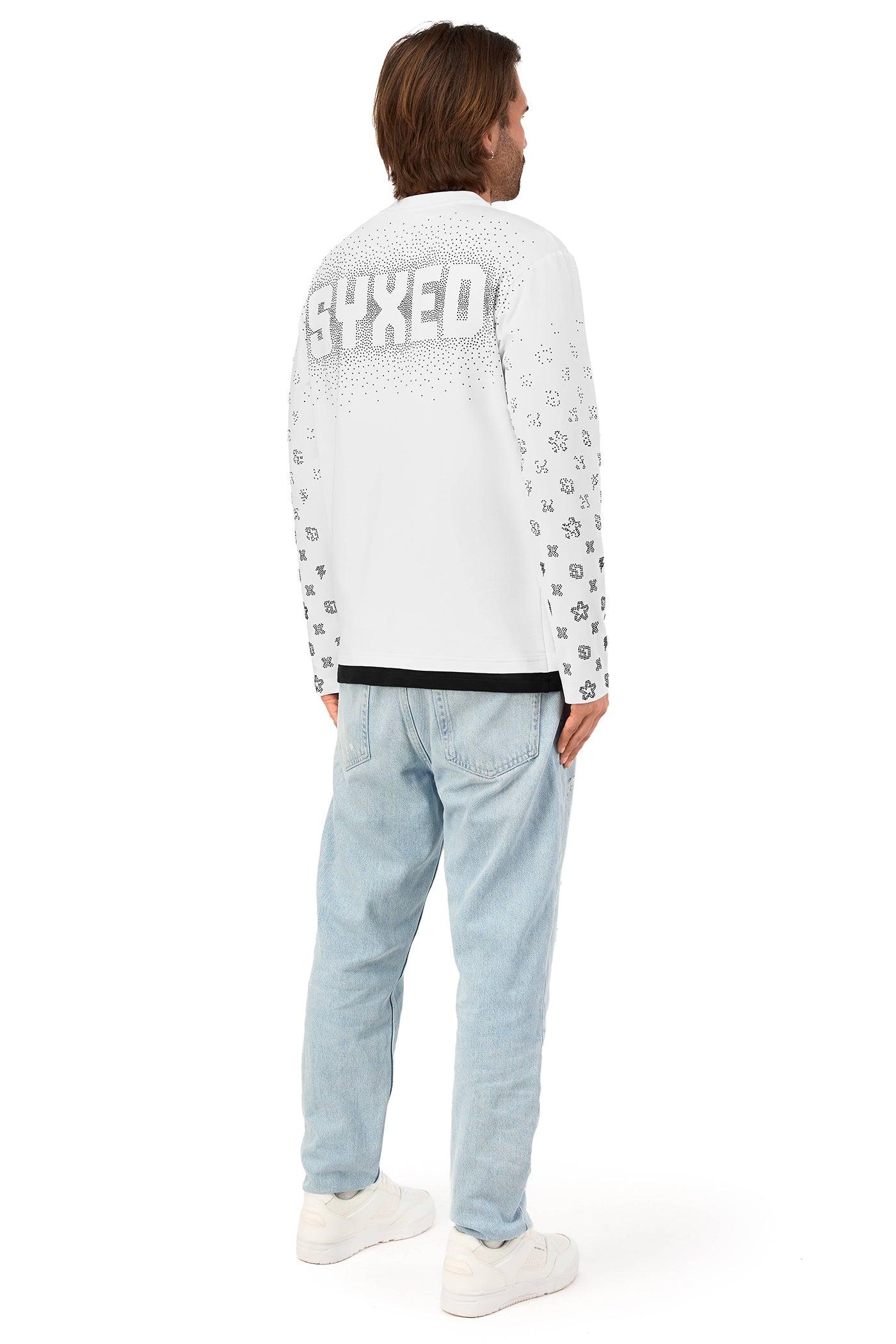 Gemstones Longsleeve White with Black Gems