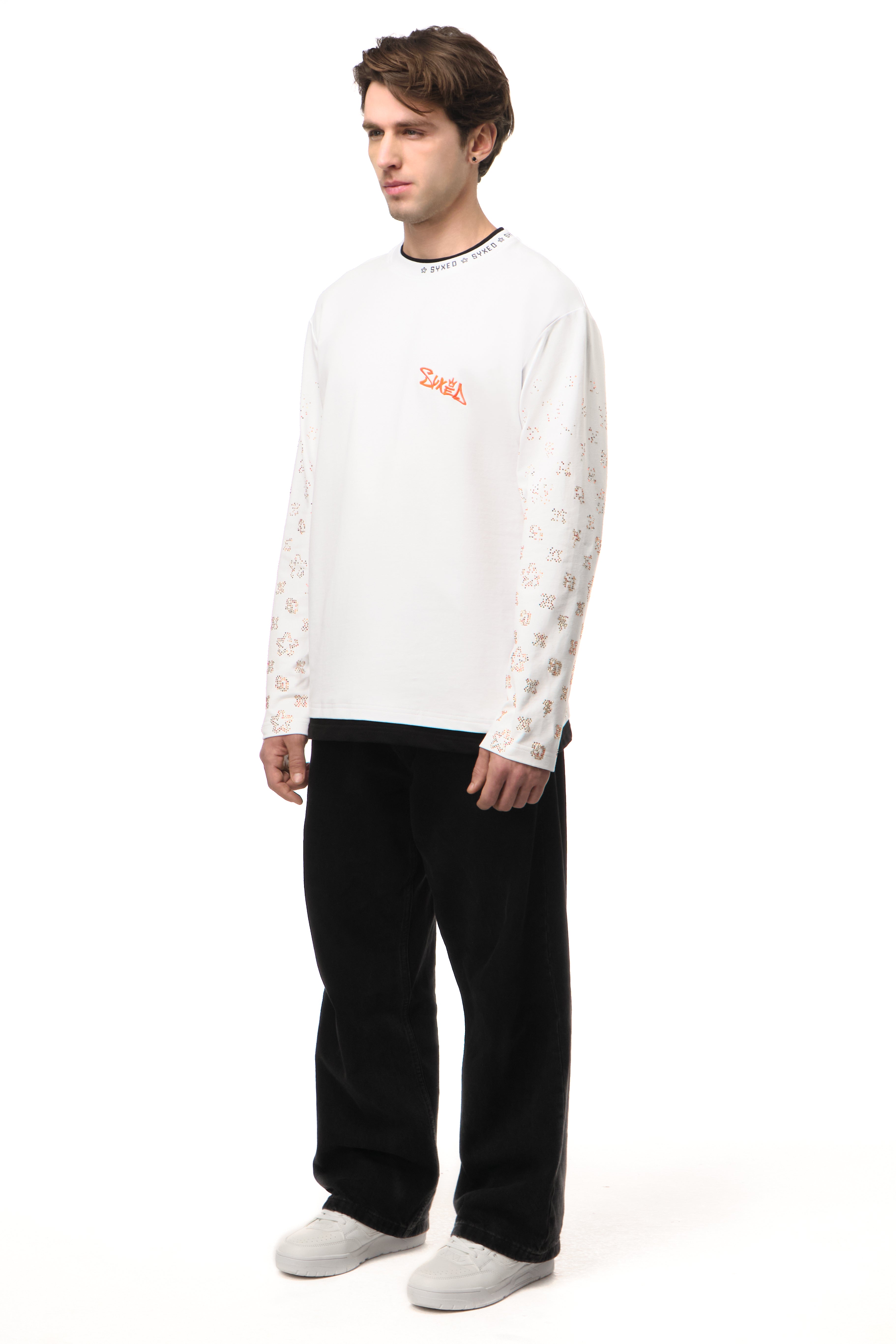 Golddigger White Longsleeve Fire Star