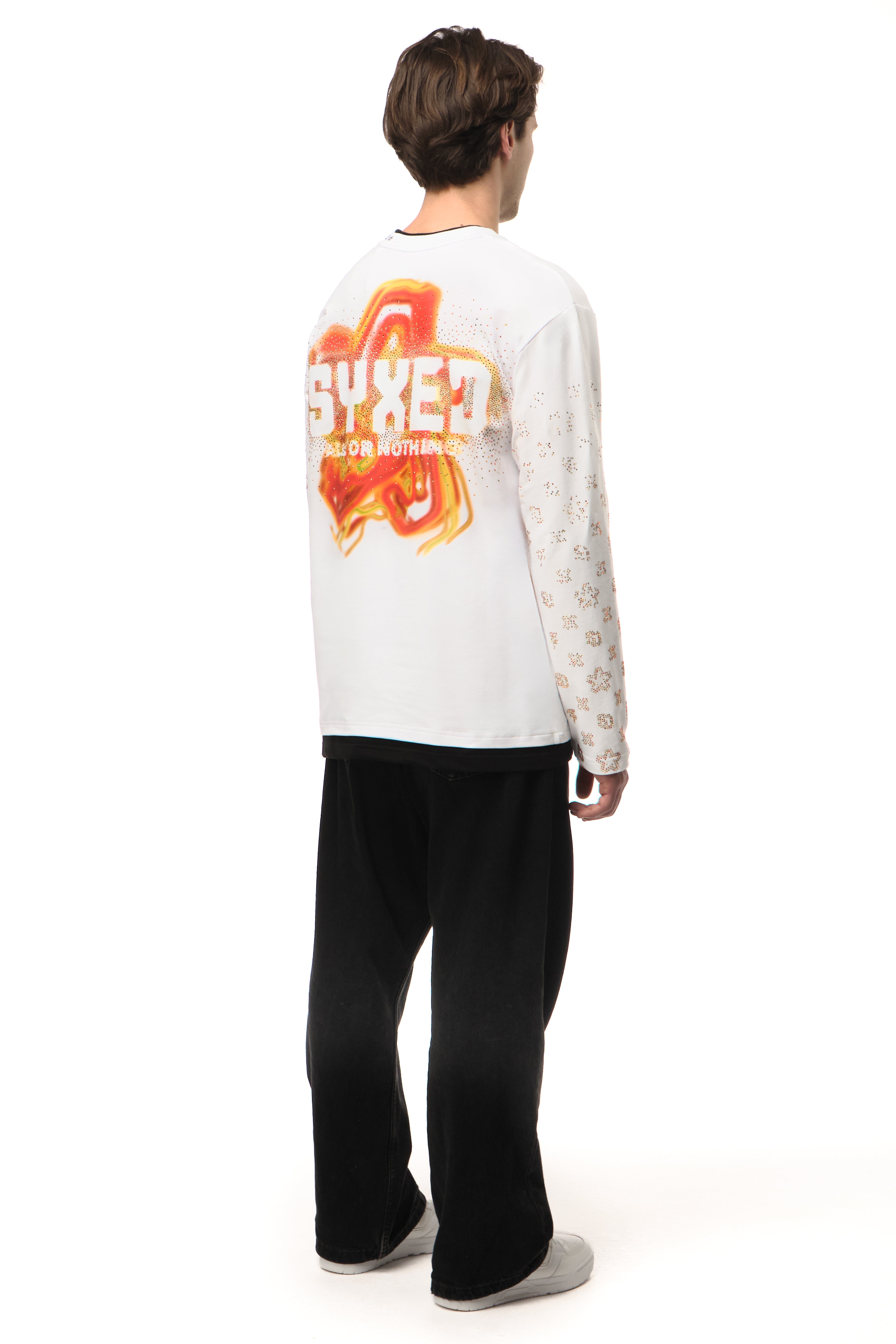 Golddigger White Longsleeve Fire Star