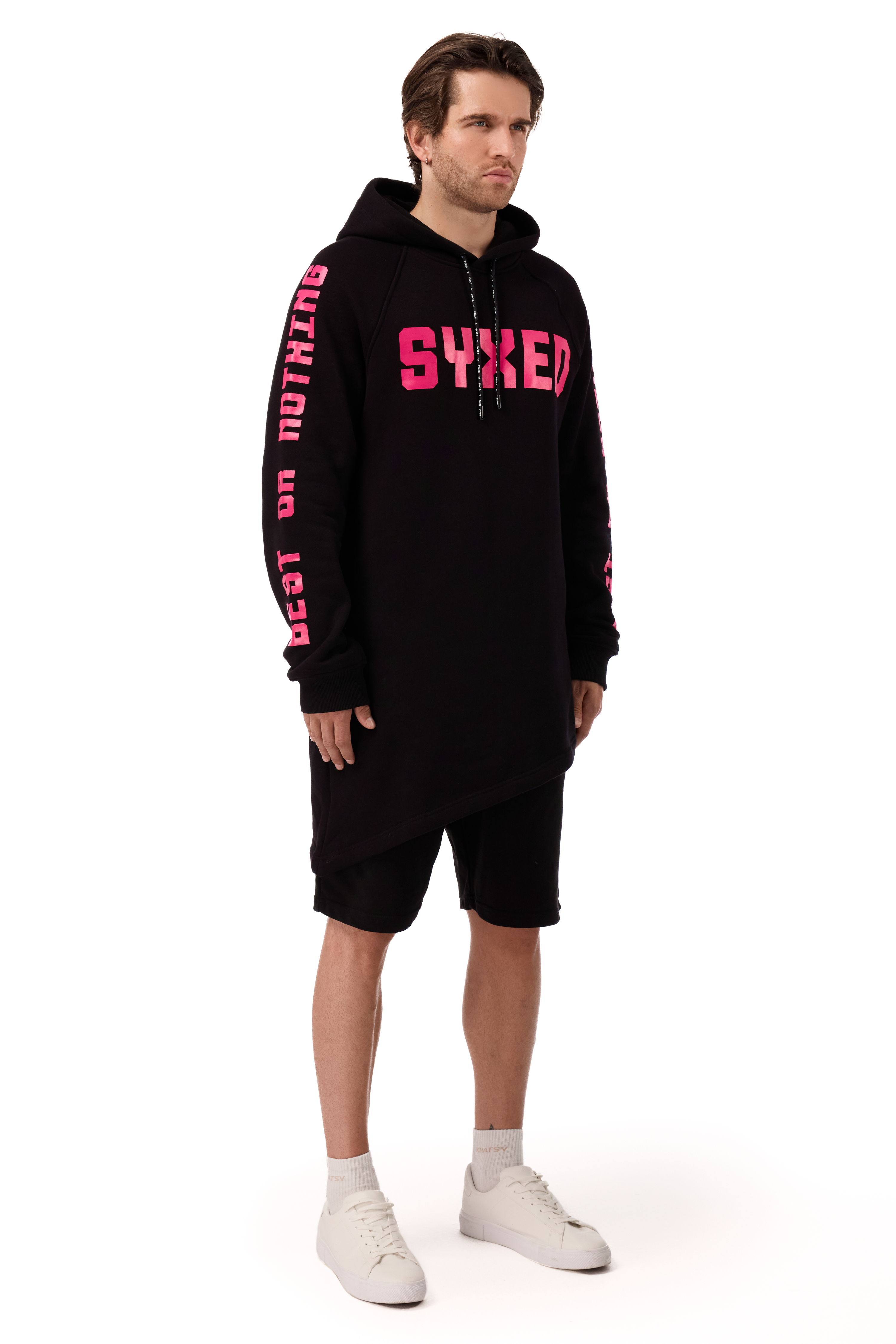 Longcut Black Hoodie Pink