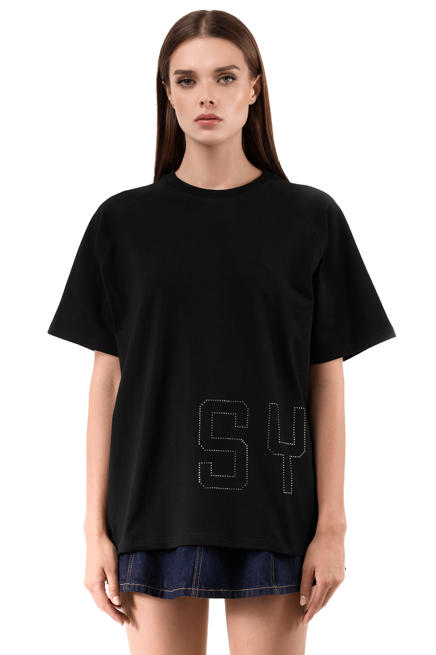 T-Shirt Glitz Black with White gems