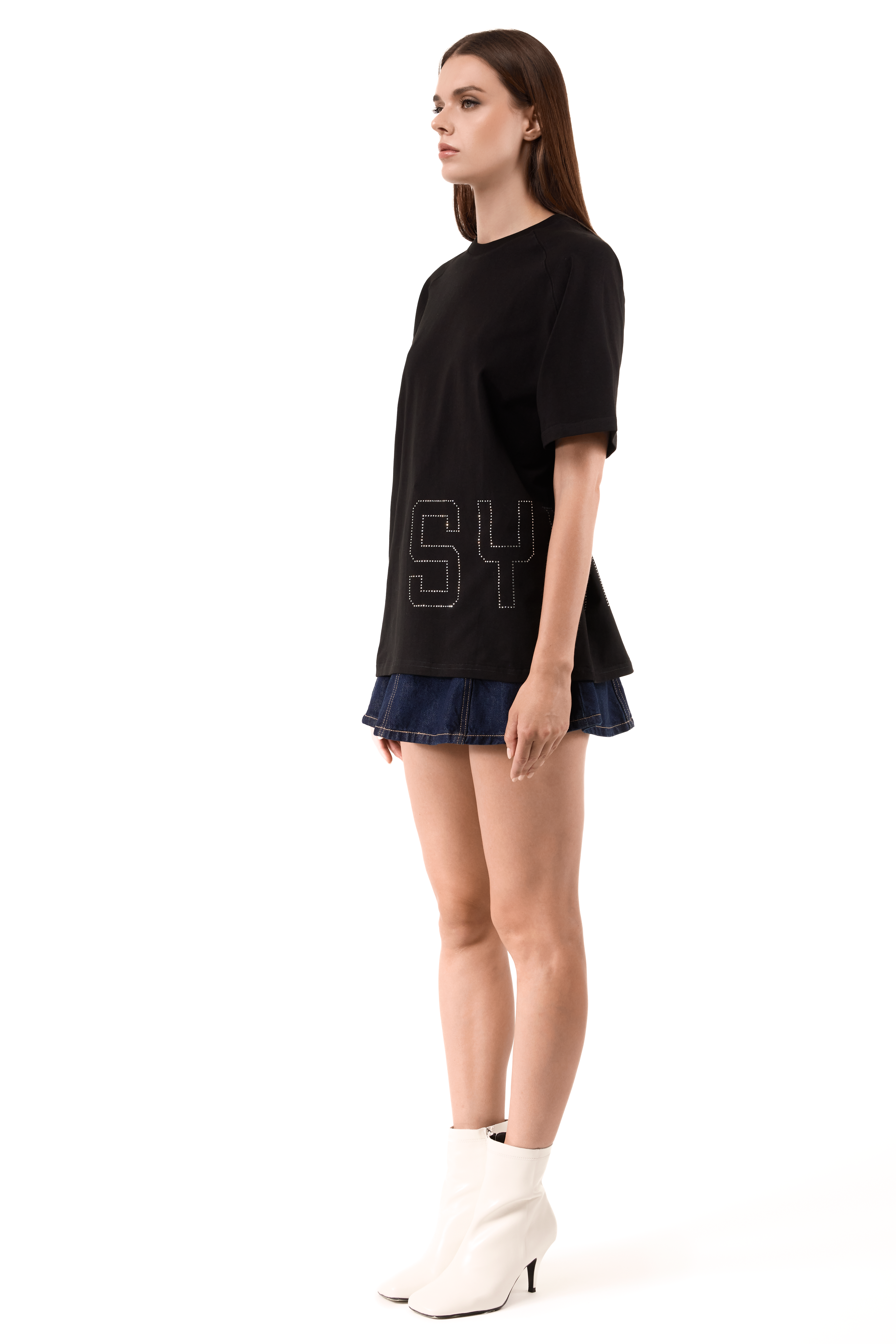 Glitz T-Shirt Black with White gems