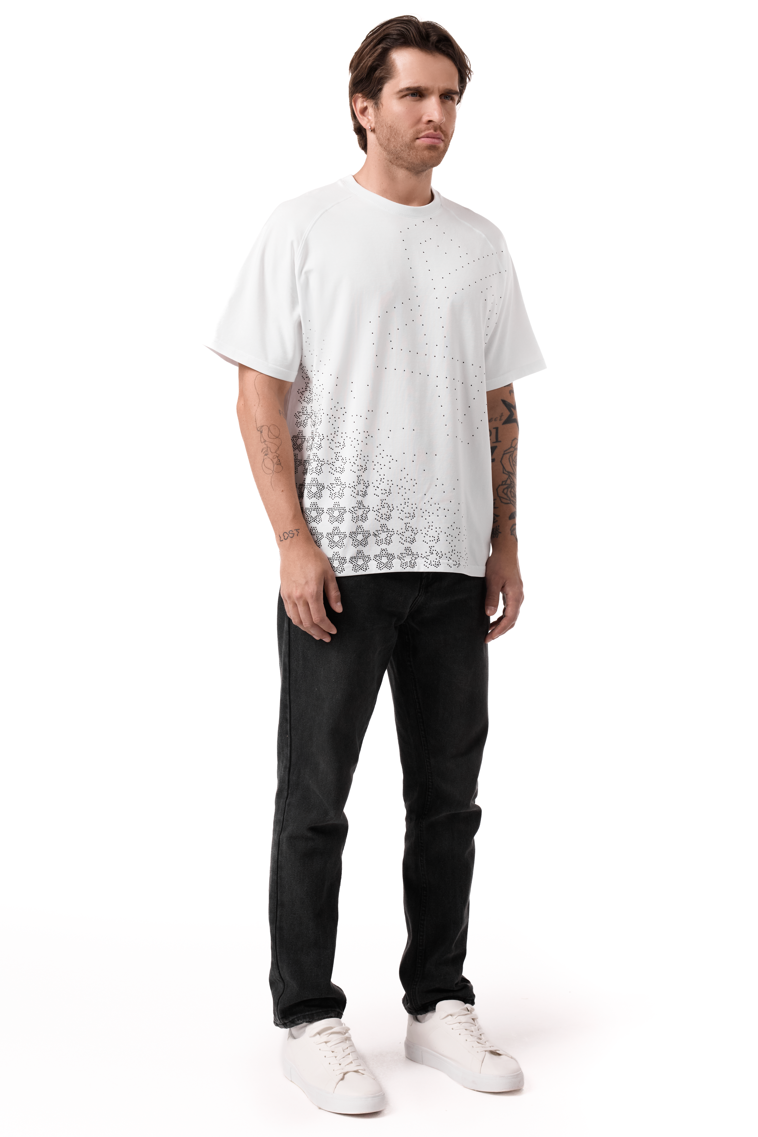 Twinkle T-Shirt White with Black gems