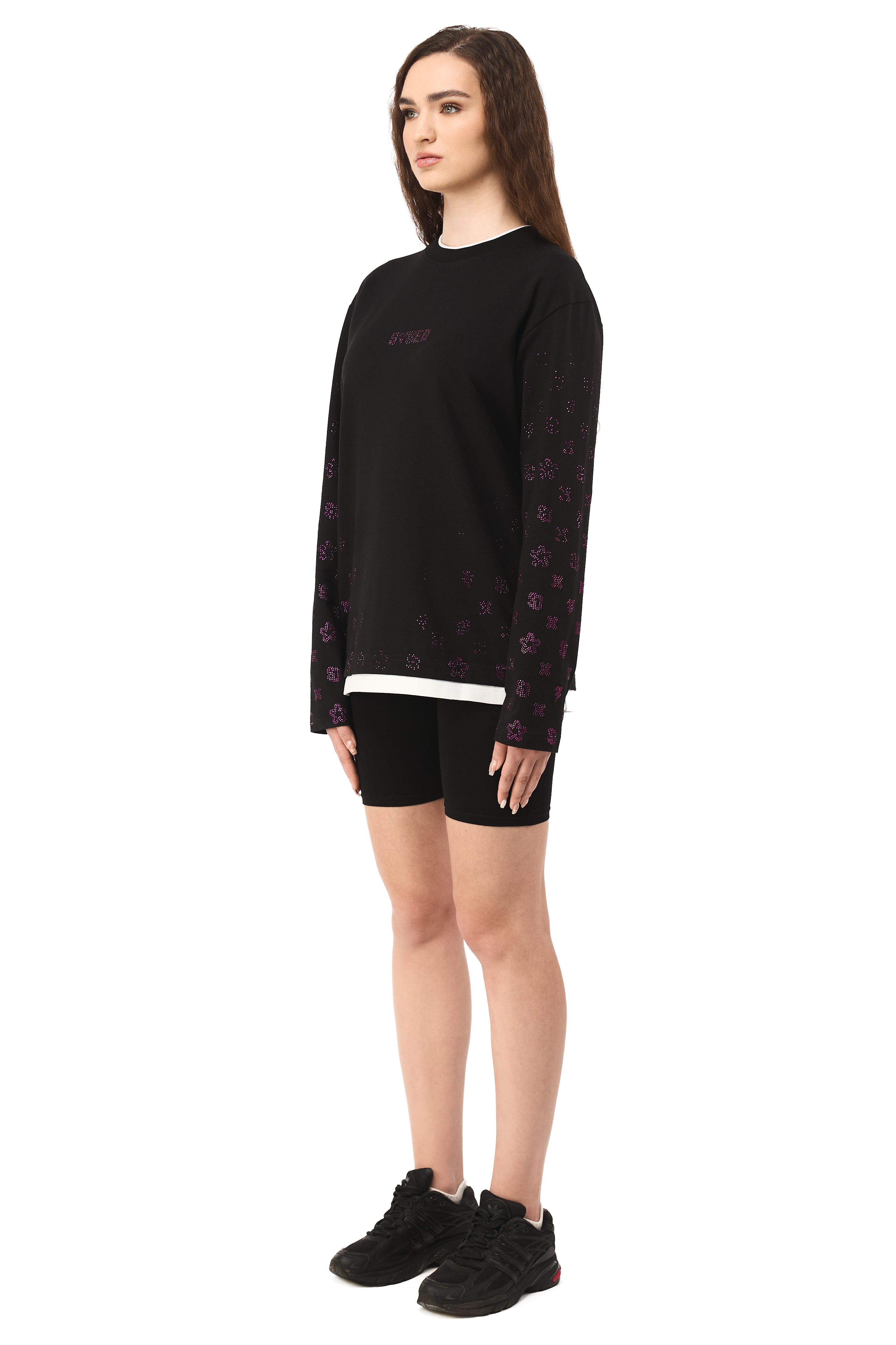 Longsleeve Gemstones Black  with Red Gems
