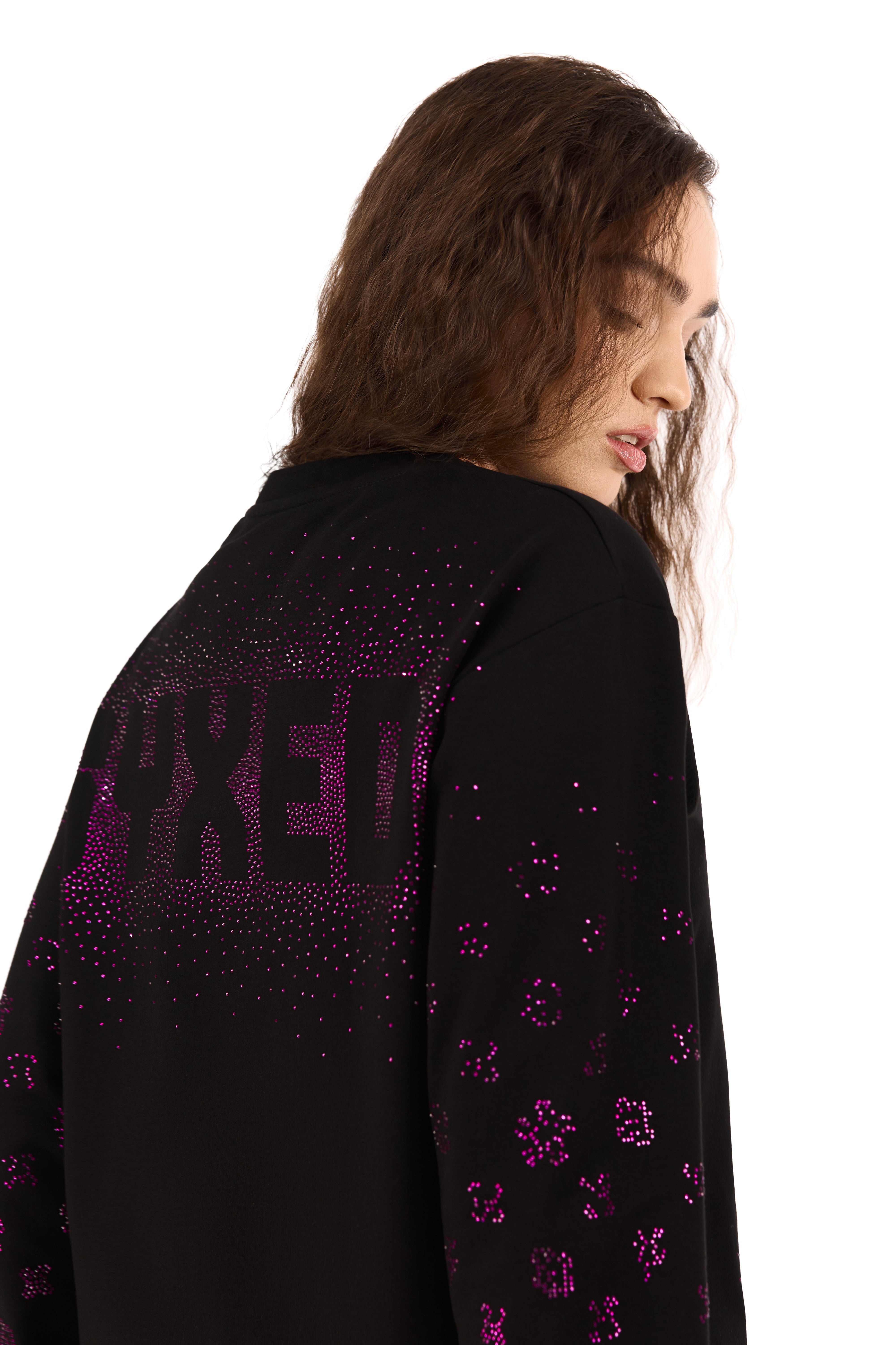 Longsleeve Gemstones Black  with Red Gems