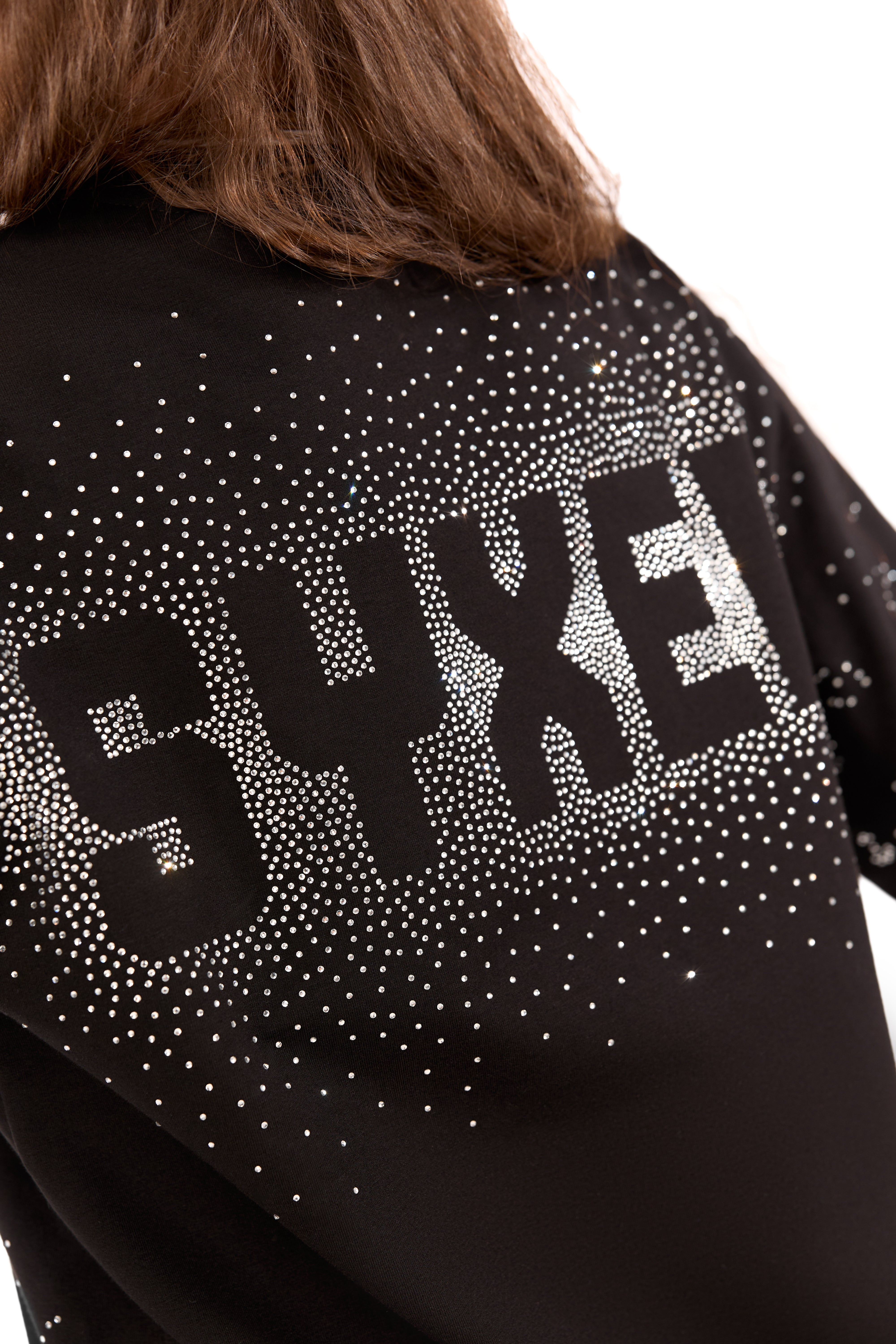 Longsleeve Gemstones Black  with White Gems