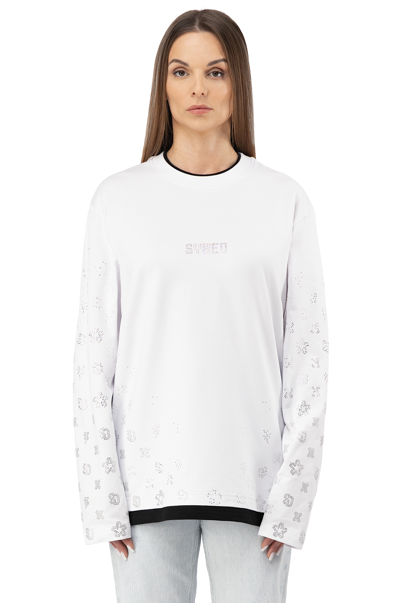Longsleeve Gemstones White with White Gems