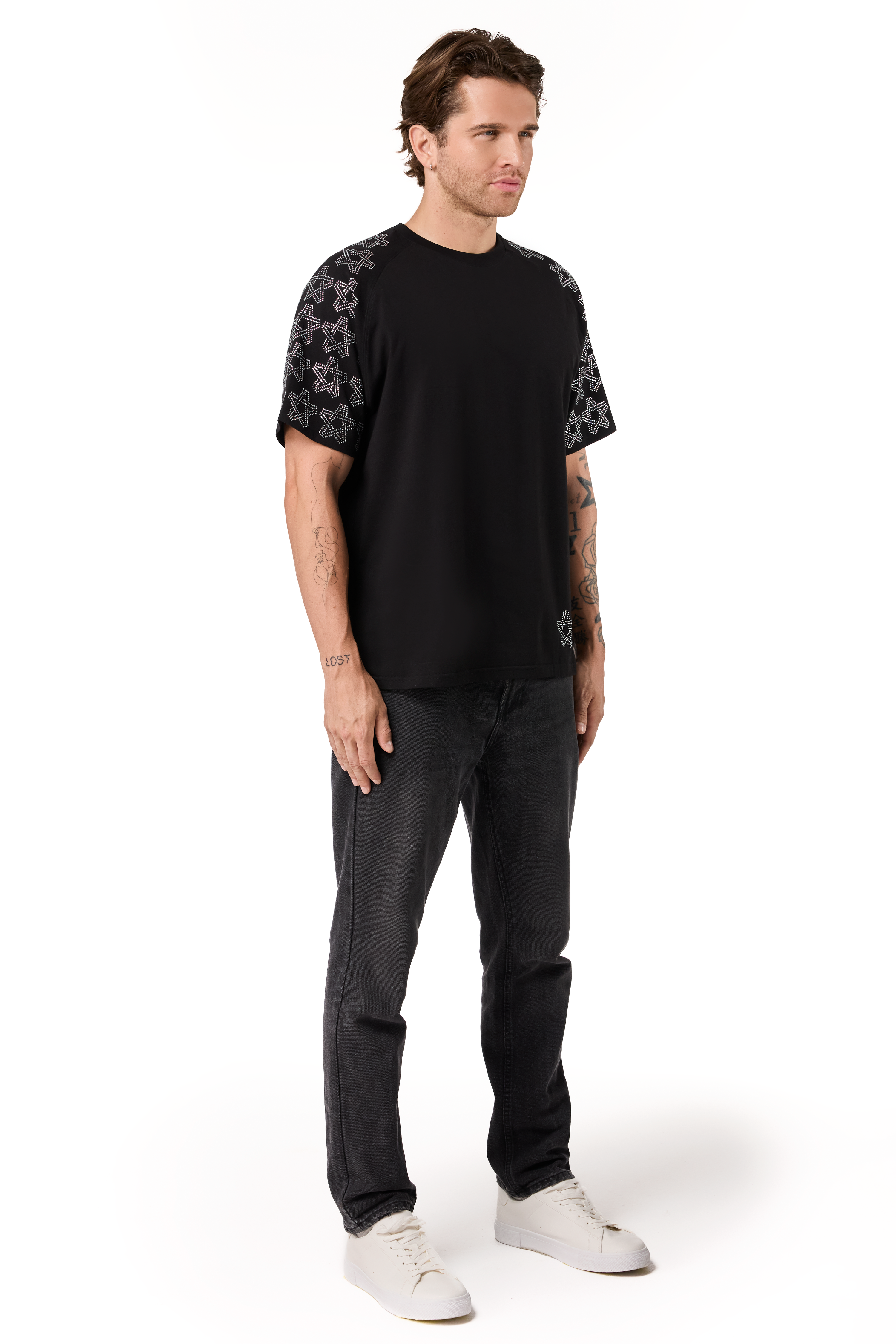 Spark T-Shirt Black with White gems