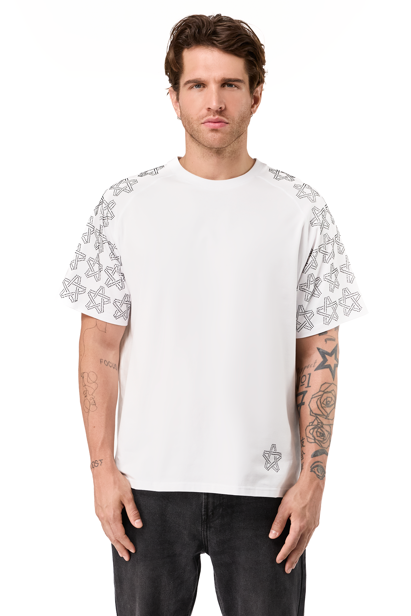 Spark T-Shirt White with Black gems