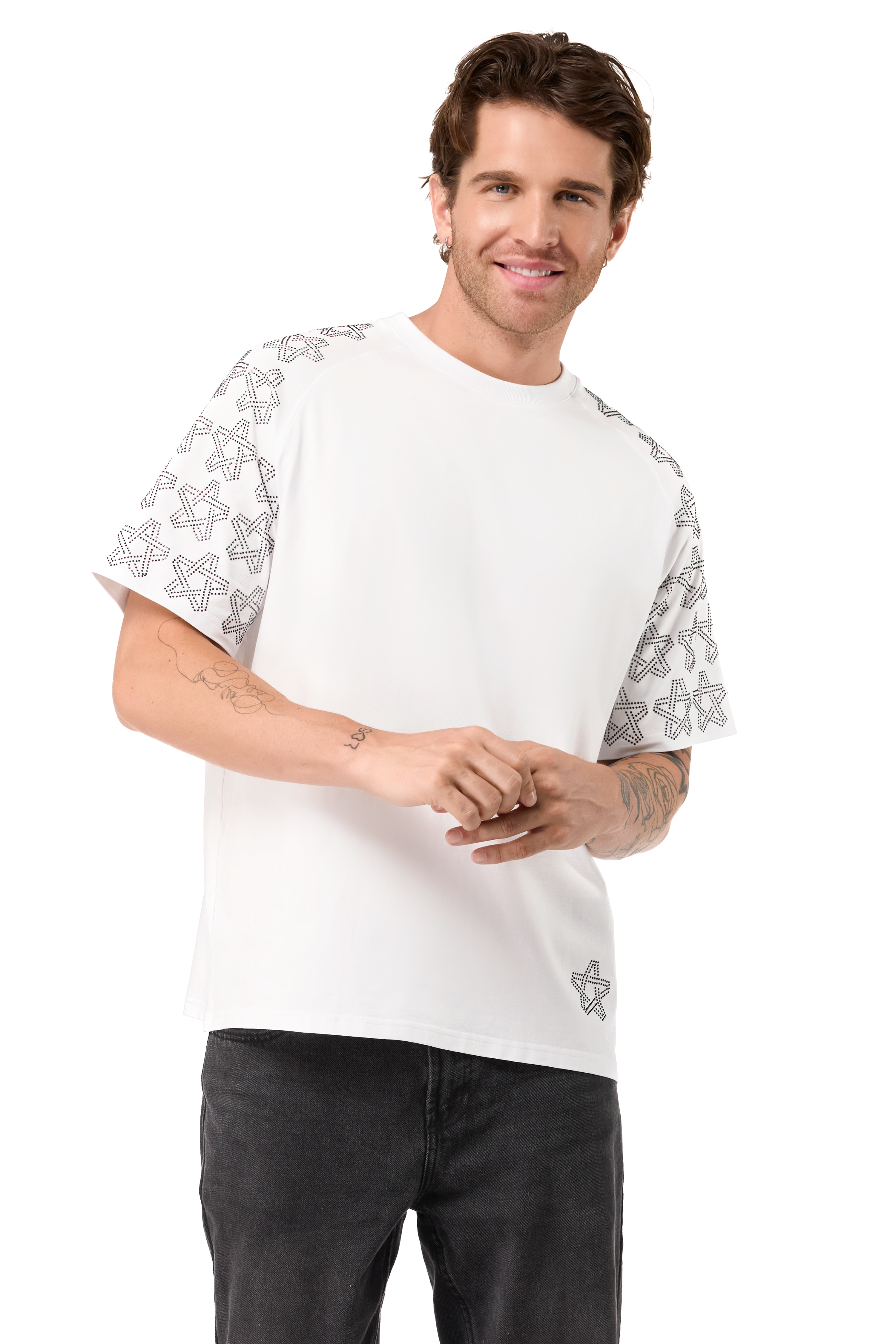 Spark T-Shirt White with Black gems